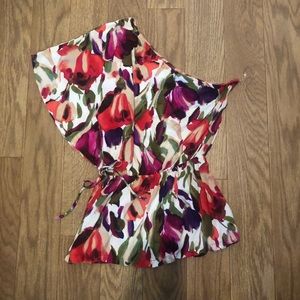 One shoulder floral blouse